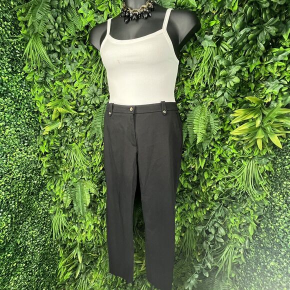 H&M Pants Women 12 Black Ankle Dress Work Button Accent NWT 0966 - Picture 3 of 10